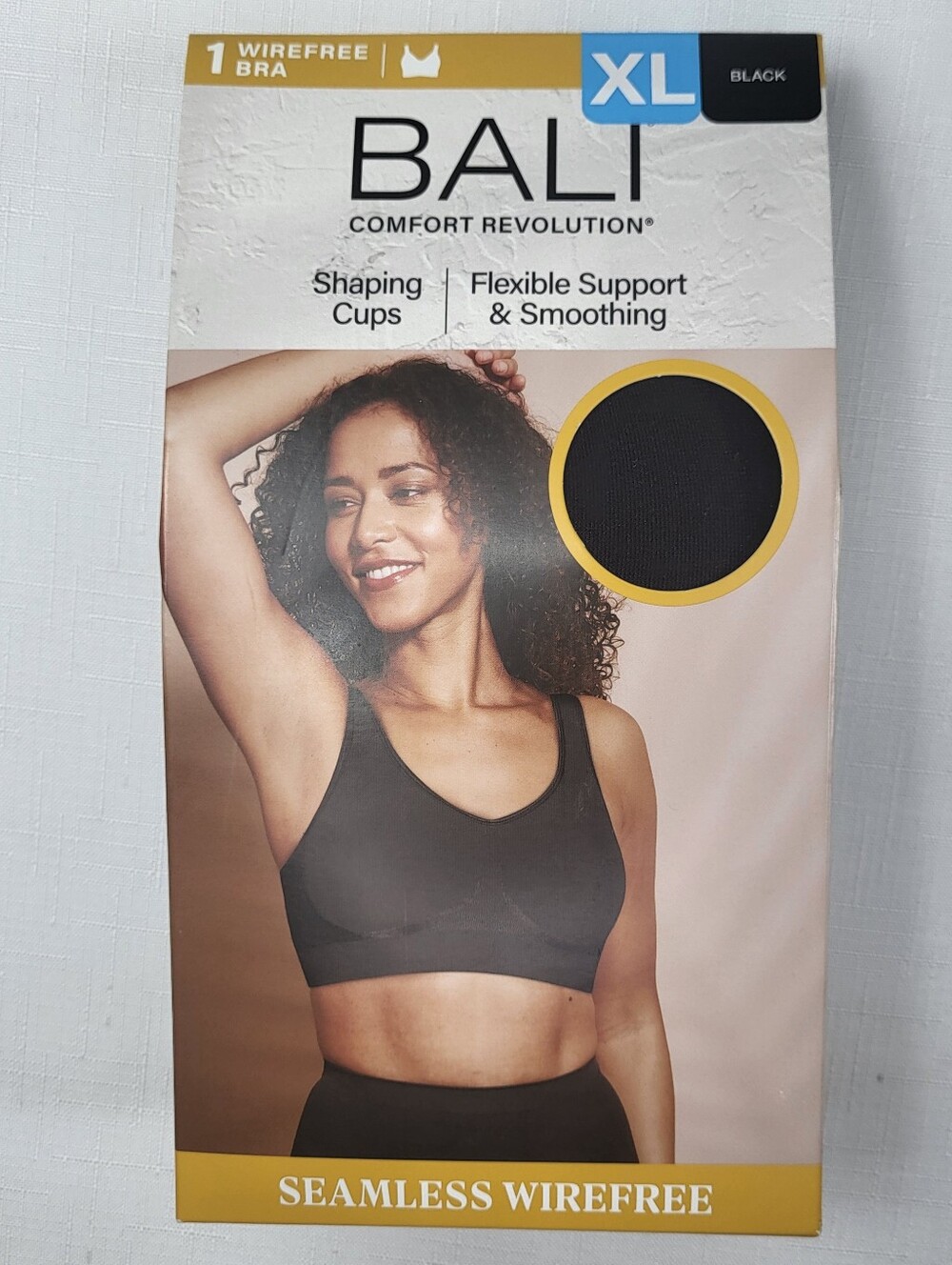 Bali Comfort Revolution Black BRA Size XL Shaping Cups Seamless Wirefree NIB NEW